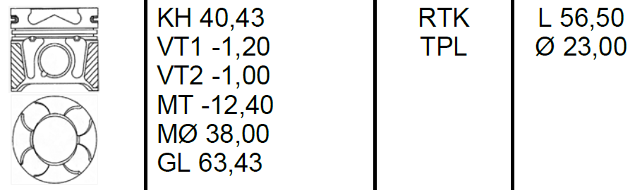 OPEL 70,60 ??? Dugattyú gyűrűvel