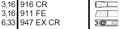 DAF Dugattyúgyűrű 130,0X3,16+3,16+6,33