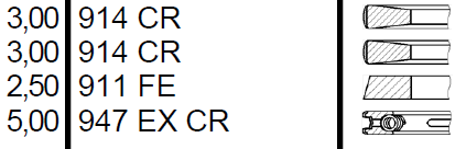 KHD Dugattyúgyűrű 102,0X3+3+2,5+5