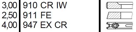 SAME Dugattyúgyűrű 105,0X3+2,5+4