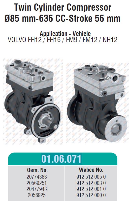 Kompresszor 636cc 85,0 2 hengeres
